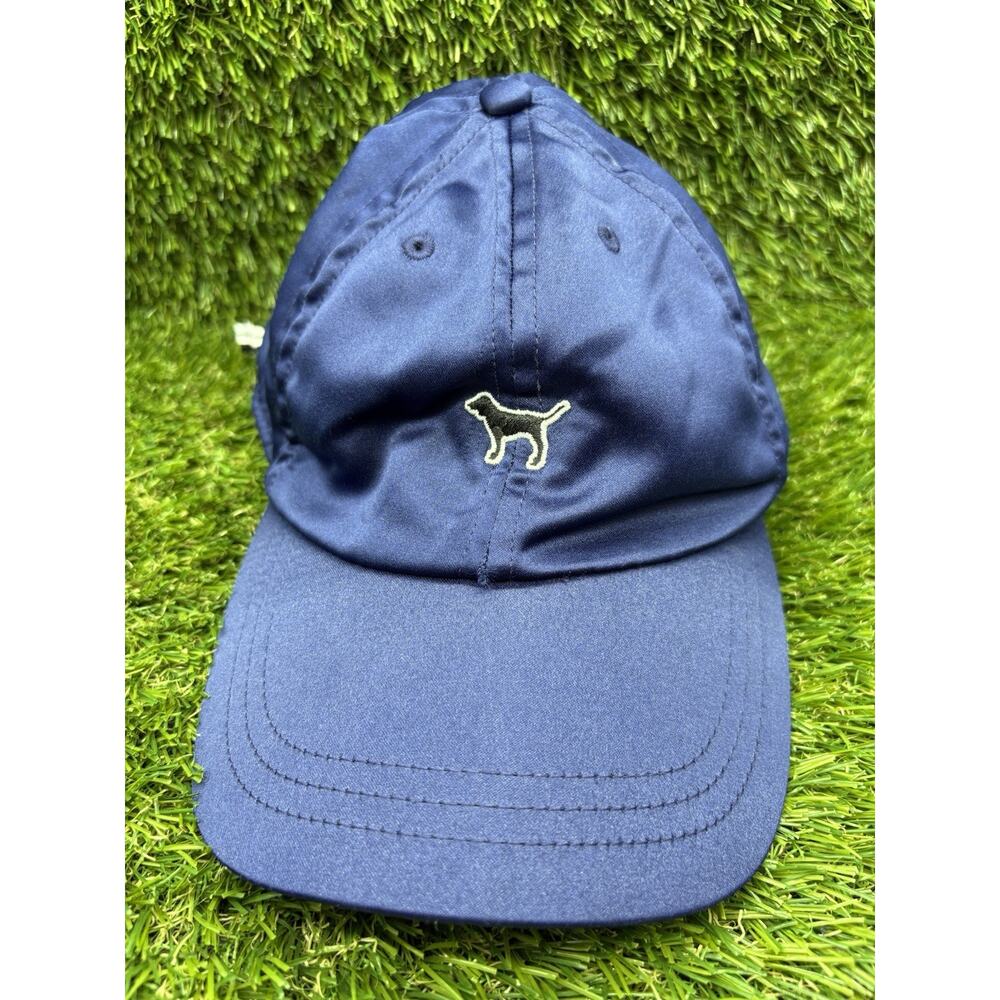 Victoria’s Secret PINK Dog Logo Navy Blue Satin Baseball Hat Adjustable OSFA